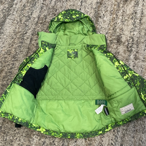 L.L. Bean Green gray printed kids zip Jacket w/ detachable hood sz large 6X/7 - Picture 7 of 12